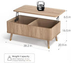 38" Lift Top Coffee Table with Storage for Living Room, Oak, alternate view 2