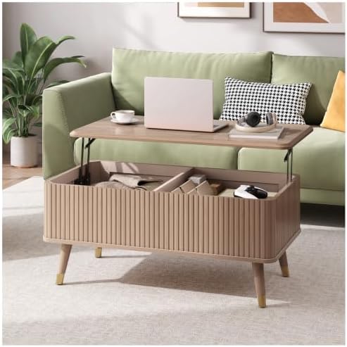 38" Lift Top Coffee Table with Storage for Living Room, Oak, alternate view 6