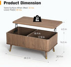 38" Lift Top Coffee Table with Storage for Living Room, Walnut, alternate view 2