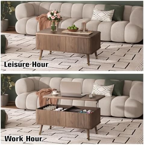 38" Lift Top Coffee Table with Storage for Living Room, Walnut, alternate view 5