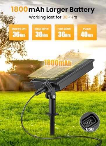 38FT 16LED Solar String Lights Outdoor with Remote & USB Port, alternate view 4