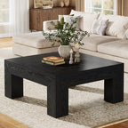 39.4-Inch Square Coffee Table for Living Room, Farmhouse Accent Center Cocktail Table with Sturdy Wooden Legs