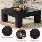 39.4-Inch Square Coffee Table for Living Room, Farmhouse Accent Center Cocktail Table with Sturdy Wooden Legs, alternate view