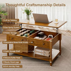 39.4" Lift Top Coffee Table with Storage for Living Room, Walnut, alternate view 6