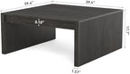 39.4" Square Fluted Coffee Table, Mid-Century Modern Black Center Table for Living Room, Architectural Wood, alternate view 2