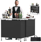 39" Portable Bar Table, 3-Tier Shelves, Mobile Bar Table for Events, Party, Camping, Picnic, Tradeshow, Indoor