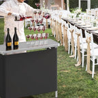 39" Portable Bar Table, 3-Tier Shelves, Mobile Bar Table for Events, Party, Camping, Picnic, Tradeshow, Indoor, alternate