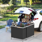39" Portable Bar Table, 3-Tier Shelves, Mobile Bar Table for Events, Party, Camping, Picnic, Tradeshow, Indoor, alternate