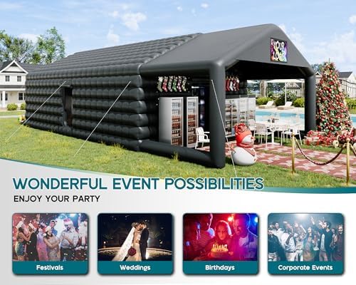 39 x 20 x 14 FT Black Inflatable Nightclub Tent with Pavilion in 39 x 20 x 14 FT, alternate view 4