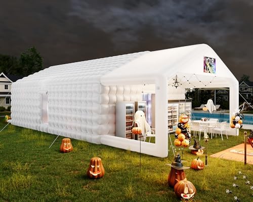 39 x 20 x 14 FT White Inflatable Nightclub Tent with Gazebo in 39 x 20 x 14 FT