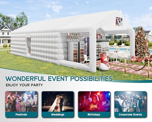 39 x 20 x 14 FT White Inflatable Nightclub Tent with Gazebo in 39 x 20 x 14 FT, alternate view 4