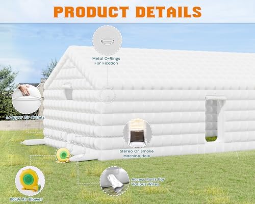 39 x 20 x 14 FT White Inflatable Nightclub Tent with Gazebo in 39 x 20 x 14 FT, alternate view 6