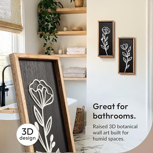 3D Black Wall Decor, Set of 2, Moody Botanical Wall Art, alternate view 4