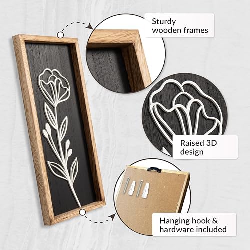 3D Black Wall Decor, Set of 2, Moody Botanical Wall Art, alternate view 5