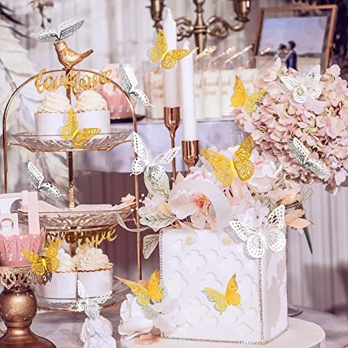 3D Butterfly Wall Decor 48 Pcs 4 Styles 3 Sizes, Butterfly Birthday Decorations Party Decorations Cake, alternate view 3