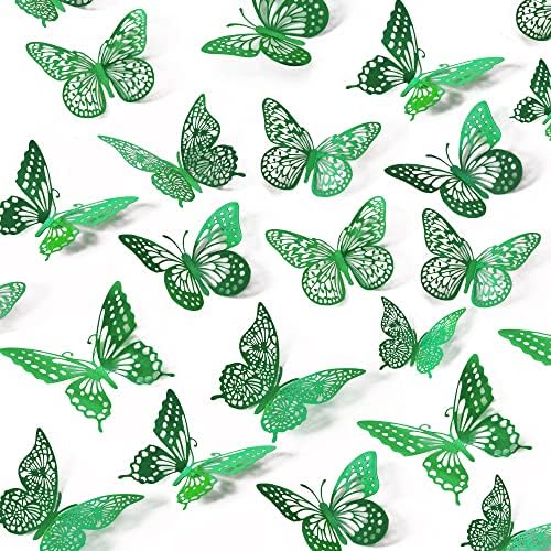 3D Butterfly Wall Decor 48 Pcs Dark Green Butterfly Decorations