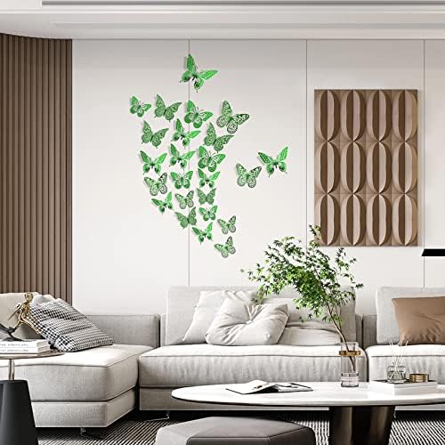 3D Butterfly Wall Decor 48 Pcs Dark Green Butterfly Decorations, alternate view 2