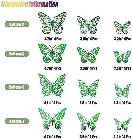 3D Butterfly Wall Decor 48 Pcs Dark Green Butterfly Decorations, alternate view 5