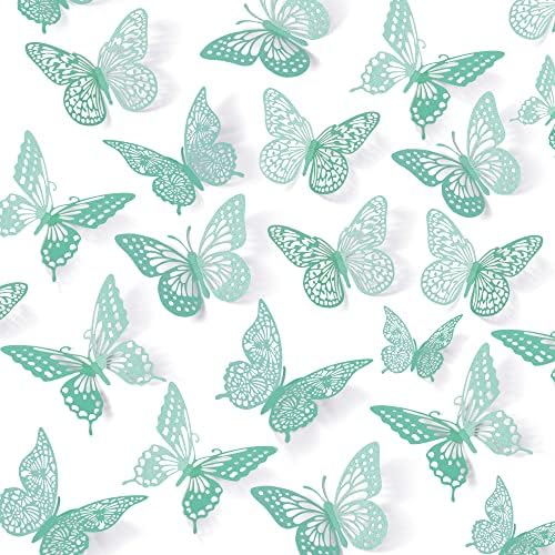3D Butterfly Wall Decor 48 Pcs Pale Turquoise Butterfly Decoration