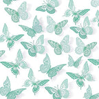 3D Butterfly Wall Decor 48 Pcs Pale Turquoise Butterfly Decoration