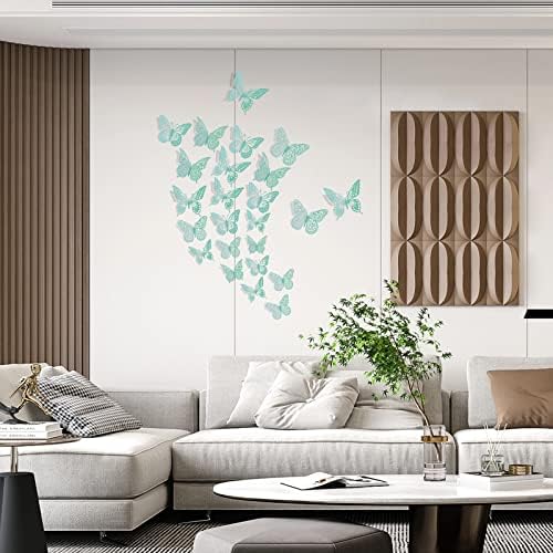 3D Butterfly Wall Decor 48 Pcs Pale Turquoise Butterfly Decoration, alternate view 2