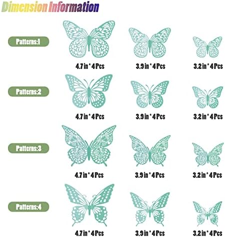 3D Butterfly Wall Decor 48 Pcs Pale Turquoise Butterfly Decoration, alternate view 6