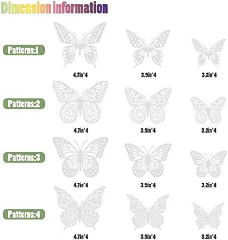 3D Butterfly Wall Decor 48 Pcs Pearl White Butterfly Decorations, alternate view 5