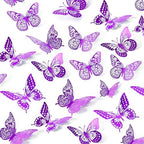 3D Butterfly Wall Decor 48 Pcs Purple Butterfly Decorations