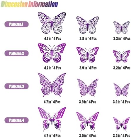 3D Butterfly Wall Decor 48 Pcs Purple Butterfly Decorations, alternate view 5