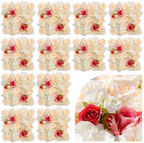 3D Flower Wall Backdrop 12 Pcs 15×15 Inch Champagne in 15×15 Inch