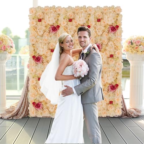 3D Flower Wall Backdrop 12 Pcs 15×15 Inch Champagne in 15×15 Inch, alternate view 2