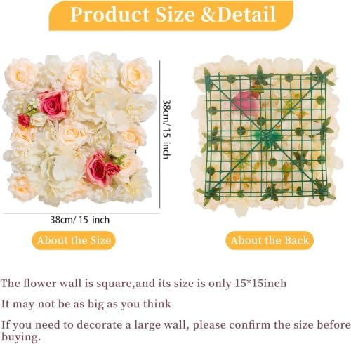 3D Flower Wall Backdrop 12 Pcs 15×15 Inch Champagne in 15×15 Inch, alternate view 3
