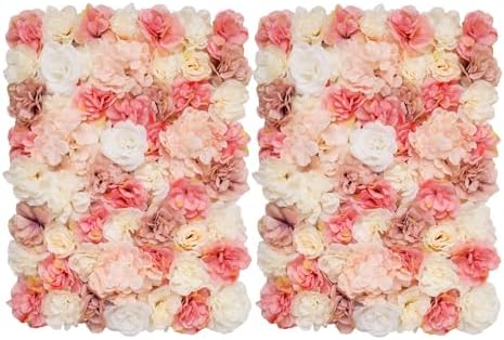 3D Flower Wall Backdrop 24x16 Inch Blush Pink & Ivory 2 Panels in 24x16 Inch