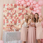 3D Flower Wall Backdrop 24x16 Inch Blush Pink & Ivory 2 Panels in 24x16 Inch, alternate view 6