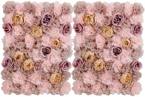 3D Flower Wall Backdrop, 24x16 Inch, Coffee & Pink, 2 Pack in 24x16 Inch