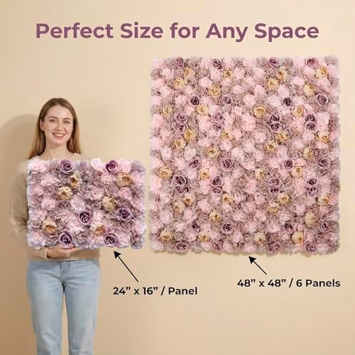 3D Flower Wall Backdrop, 24x16 Inch, Coffee & Pink, 2 Pack in 24x16 Inch, alternate view 3