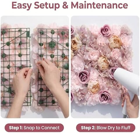 3D Flower Wall Backdrop, 24x16 Inch, Coffee & Pink, 2 Pack in 24x16 Inch, alternate view 4