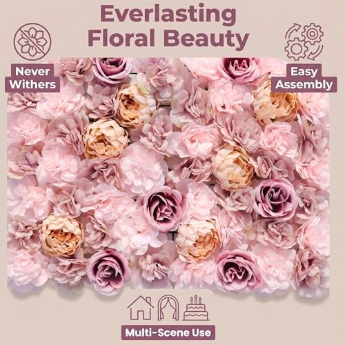 3D Flower Wall Backdrop, 24x16 Inch, Coffee & Pink, 2 Pack in 24x16 Inch, alternate view 5