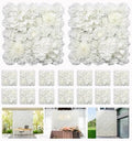 3D Flower Wall Panel 16pcs Artificial Floral Background-White