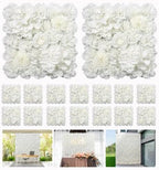 3D Flower Wall Panel 16pcs Artificial Floral Background-White