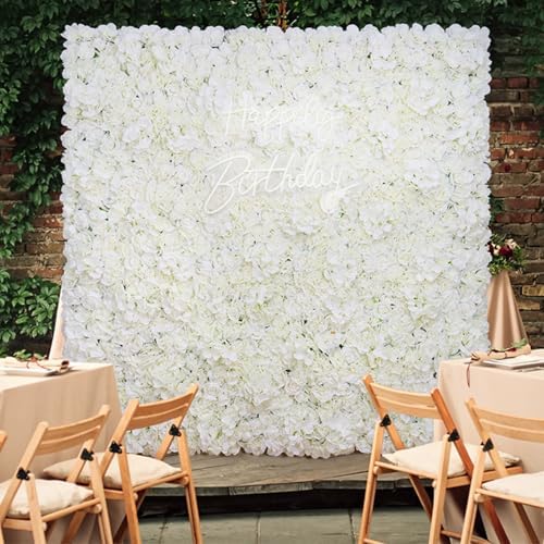 3D Flower Wall Panel 16pcs Artificial Floral Background-White, alternate view 2