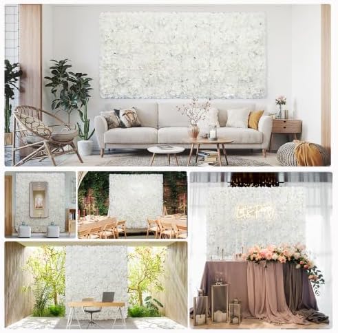 3D Flower Wall Panel 16pcs Artificial Floral Background-White, alternate view 3