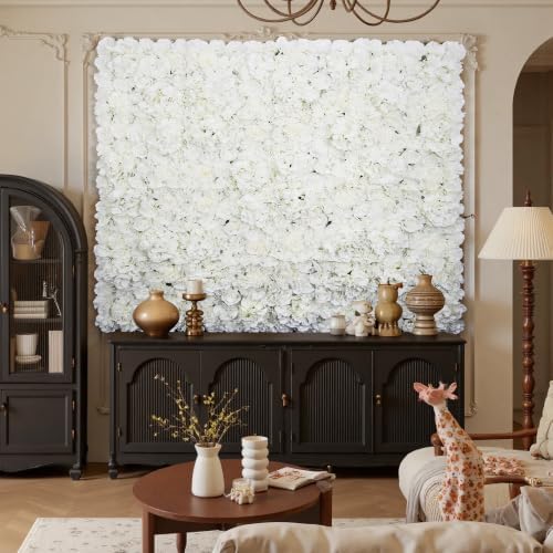 3D Flower Wall Panel 16pcs Artificial Floral Background-White, alternate view 4