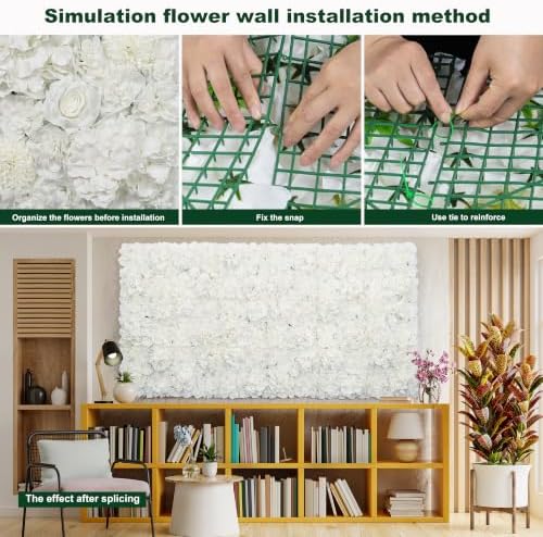 3D Flower Wall Panel 16pcs Artificial Floral Background-White, alternate view 6