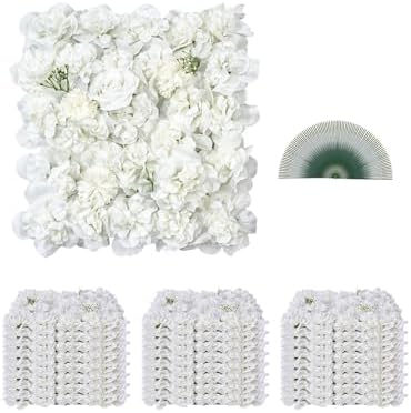 3D Flower Wall Panel, 24 PCS 15 x 15 inch, Artificial Floral Wall Background Mesh Backing Mat, Seamless