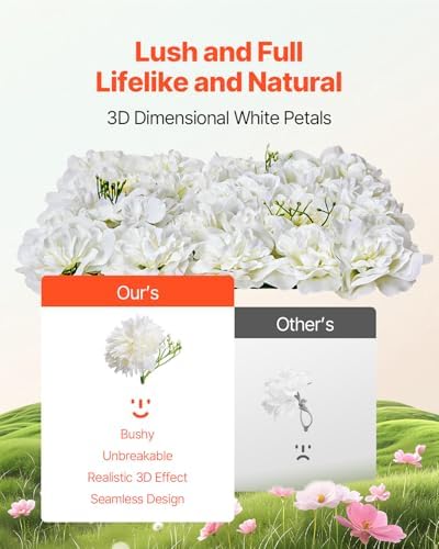 3D Flower Wall Panel, 24 PCS 15 x 15 inch, Artificial Floral Wall Background Mesh Backing Mat, Seamless, alternate view 3