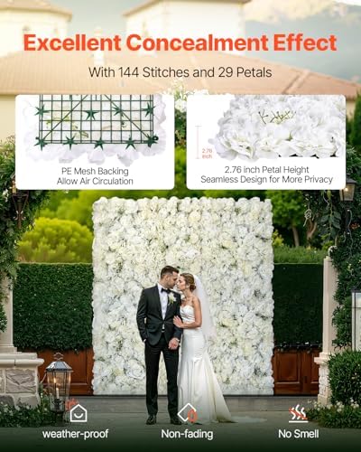 3D Flower Wall Panel, 24 PCS 15 x 15 inch, Artificial Floral Wall Background Mesh Backing Mat, Seamless, alternate view 4