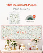 3D Flower Wall Panel, 24 PCS 15 x 15 inch, Artificial Floral Wall Background Mesh Backing Mat, Seamless, alternate view 7