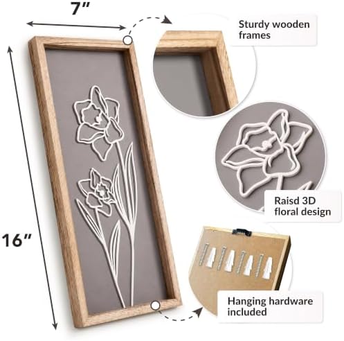 3d Framed Wall Art, Set of 4, Floral Boho Wall Decor, alternate view 3