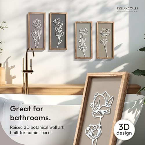 3d Framed Wall Art, Set of 4, Floral Boho Wall Decor, alternate view 5